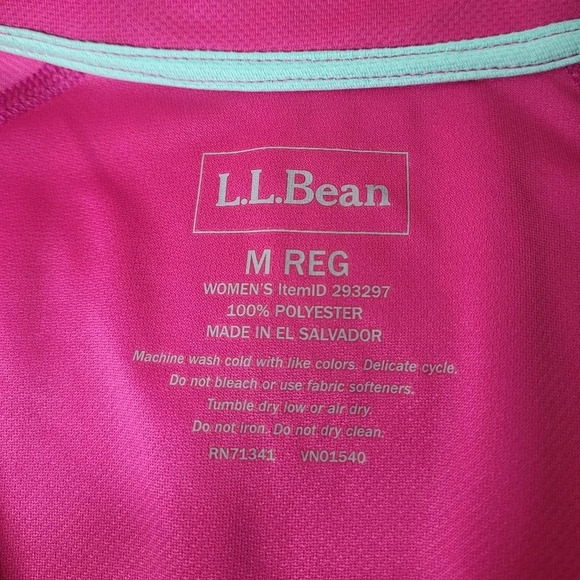 L.L. Bean Pink Quarter Zip Athletic Polo Shirt sz M - Picture 5 of 9